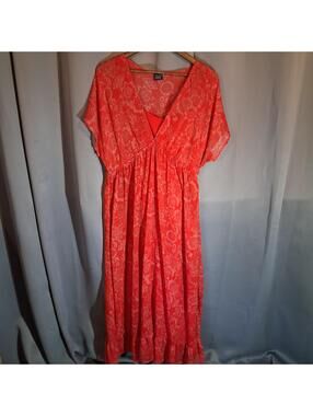 Faded Glory Red Floral Maxi Dress Size XL 16-18